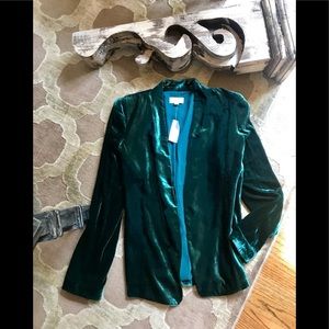 NWT  LOFT EMERALD GREEN VELVET BLAZER JACKET SMALL